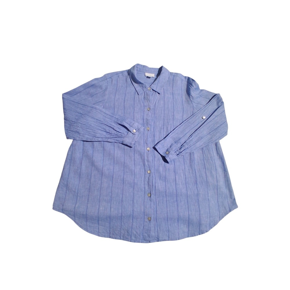 J. Jill‎ Linen Women's size XL Beachy Coastal Casual Preppy Resort Button Up Top